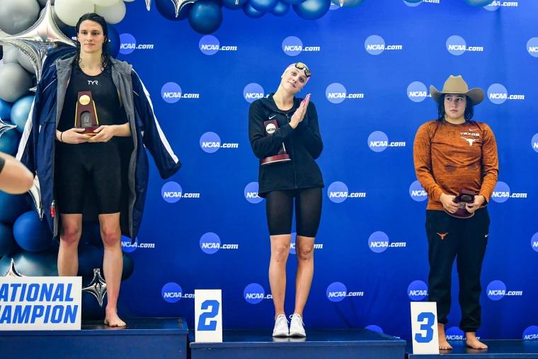 NCAA Women's Swimming with Men Winning First Place